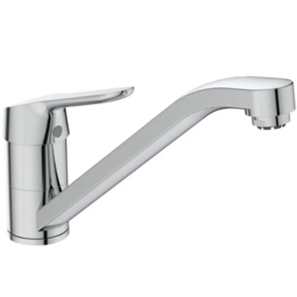 Küchenarmatur aus Chrom von Ideal Standard mit einem langen Auslauf und einem Hebel für die Steuerung des Wasserflusses.